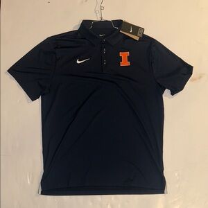 Nike Illinois Men's Dark Blue Polo with Orange Logo